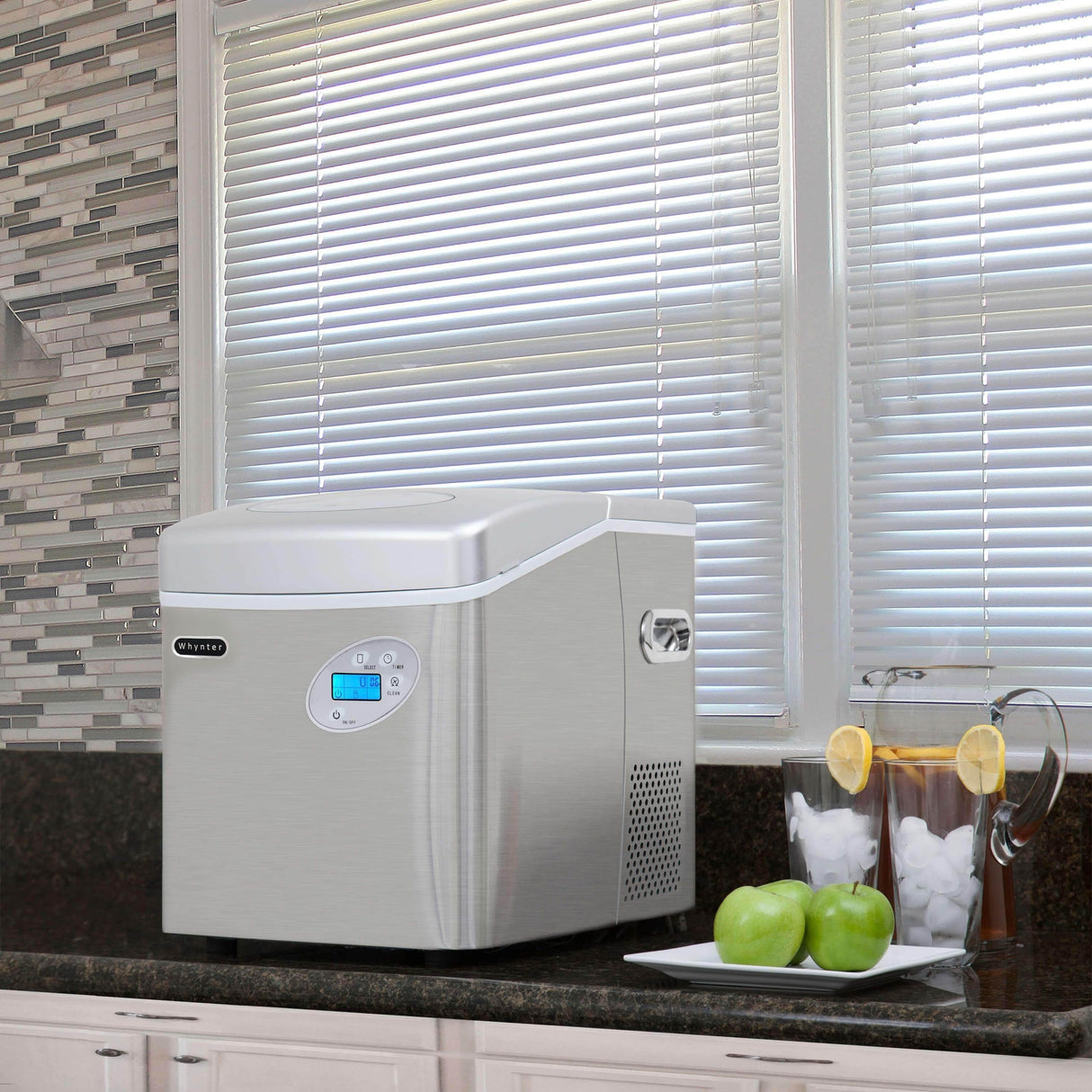 Whynter Portable Ice Maker with 49lb Capacity Stainless Steel with Water Connection IMC-491DC Ice Makers IMC-491DC Wine Coolers Empire
