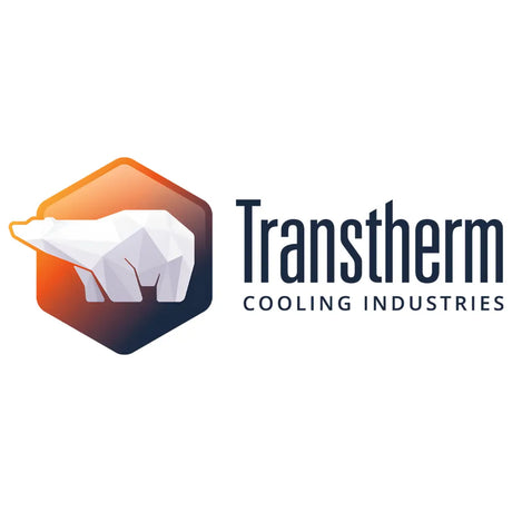 Transtherm Cooling Industries logo featuring a geometric polar bear icon and modern text, representing premium wine cellar cooling solutions