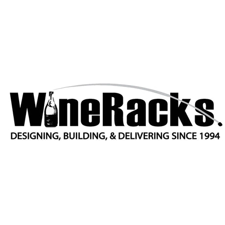 WineRacks.com logo with bold black lettering, a wine bottle graphic in the design, and the tagline “Designing, Building, & Delivering Since 1994.”