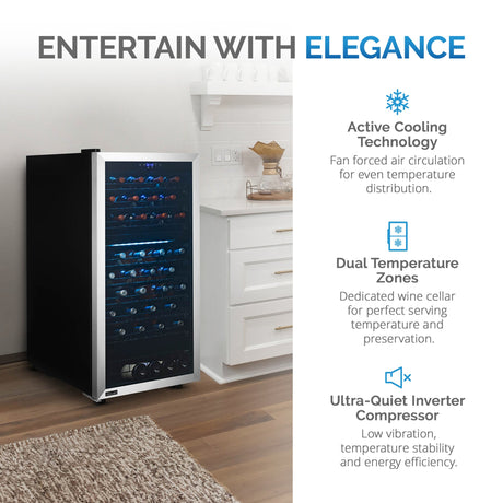 NewAir 76-Bottle Stainless Steel Dual Zone Wine Fridge Wine Coolers NWC076SS00 Wine Coolers Empire