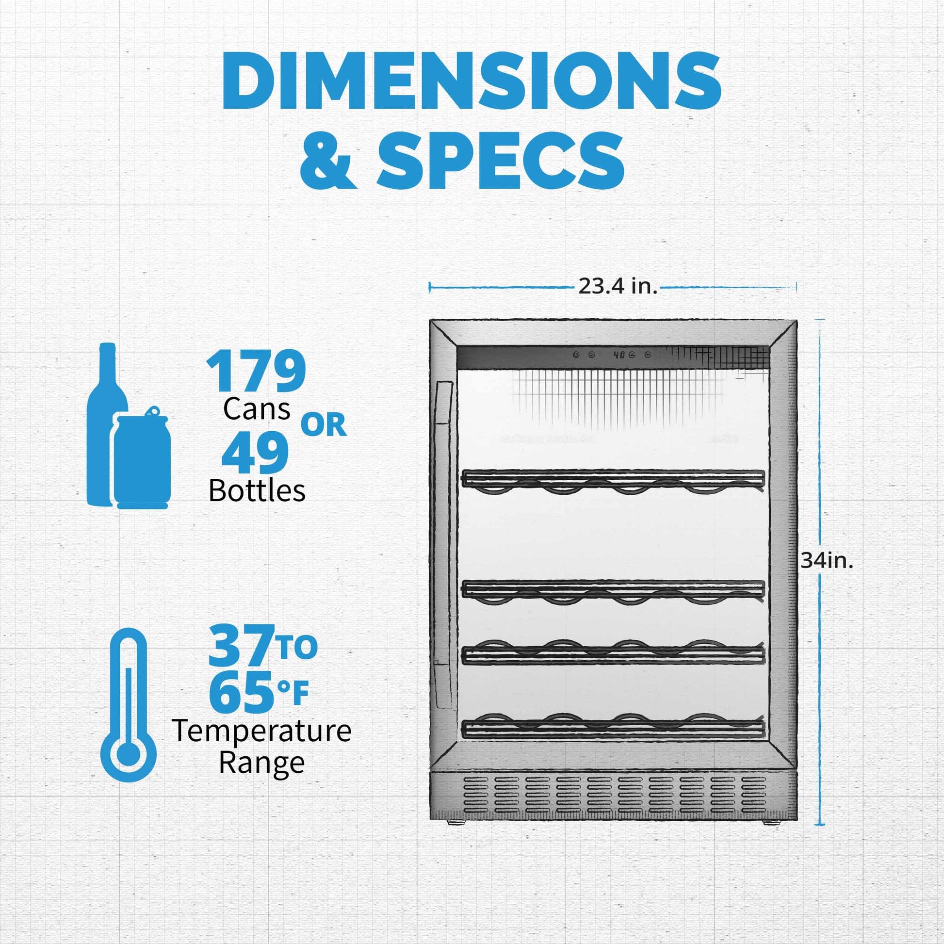 NewAir 24” Built-In or Freestanding 179-Can Beverage Fridge