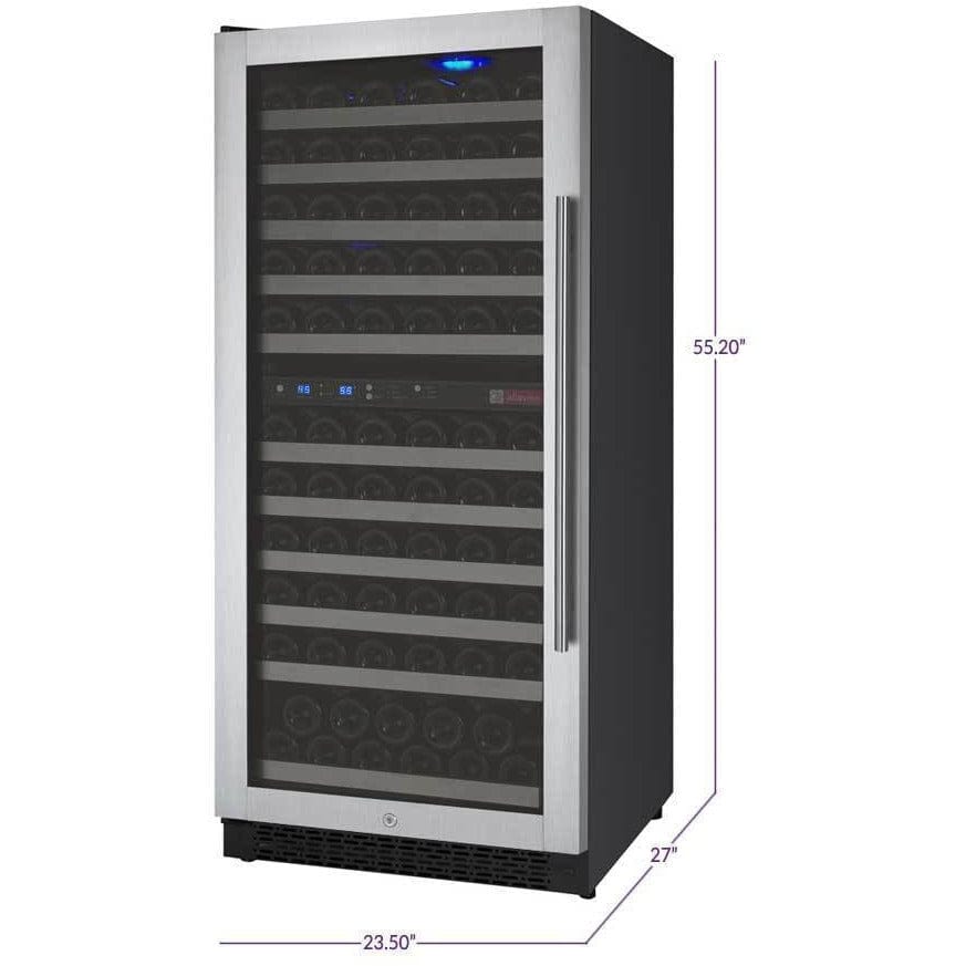 Allavino 121 Bottle  FlexCount II Tru-Vino Dual Zone Stainless Steel Left Hinge Wine Cooler VSWR121-2SL20 Wine Coolers VSWR121-2SL20 Wine Coolers Empire