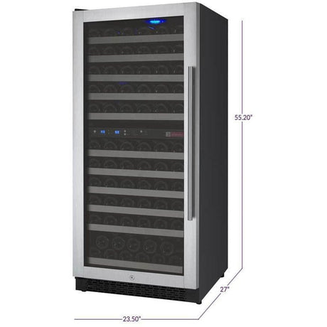 Allavino 121 Bottle  FlexCount II Tru-Vino Dual Zone Stainless Steel Left Hinge Wine Cooler VSWR121-2SL20 Wine Coolers VSWR121-2SL20 Wine Coolers Empire