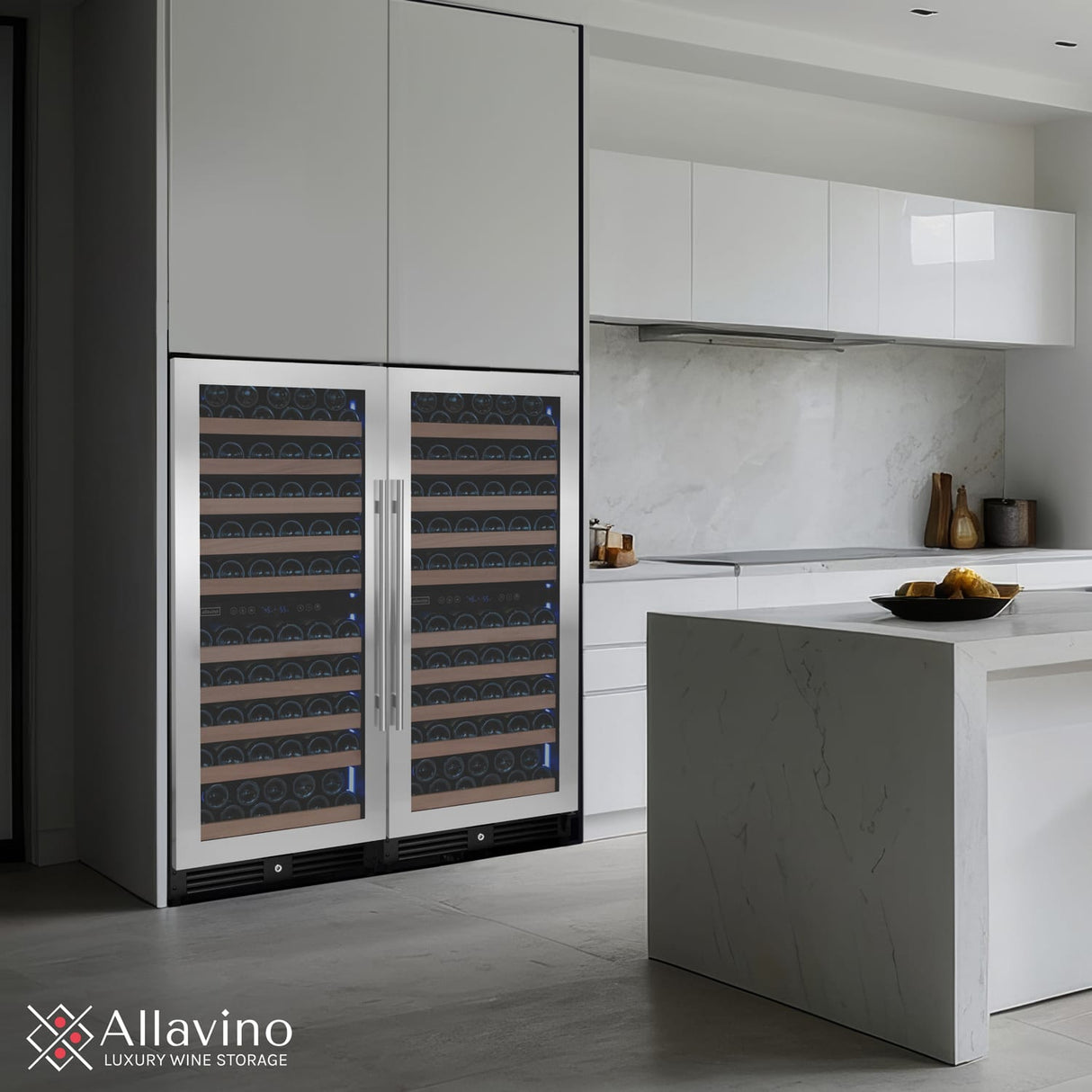 Allavino 238 Bottle 4-Zone Wine Refrigerator – Built-In Stainless Steel Wine Fridge Wine Coolers 2X-VSW11955D-2S Wine Coolers Empire