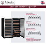 Allavino 238 Bottle 4-Zone Wine Refrigerator – Built-In Stainless Steel Wine Fridge Wine Coolers 2X-VSW11955D-2S Wine Coolers Empire