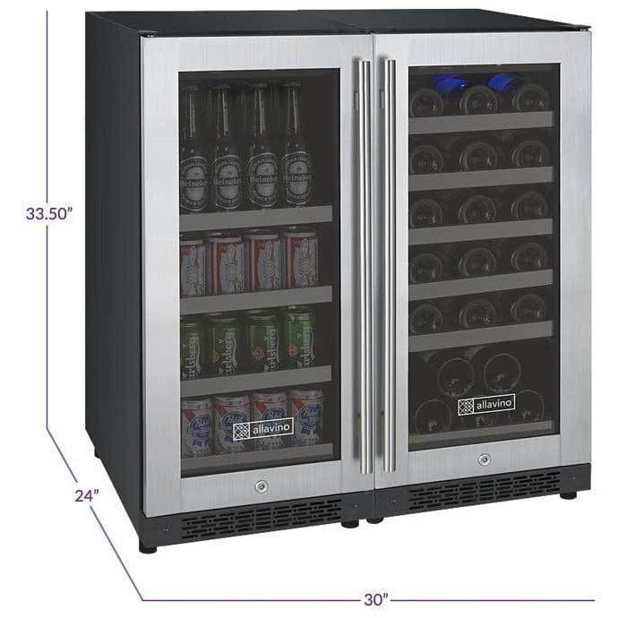 Allavino FlexCount Dual Zone Wine Fridge/Beverage Center VSWB30-2SSFN Wine/Beverage Coolers Combo VSWB30-2SSFN Wine Coolers Empire