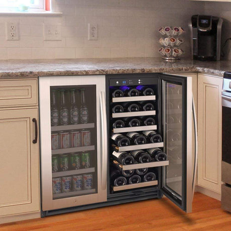 Allavino FlexCount II Tru-Vino 1.0 Amps 30 Bottle/88 Can Dual Zone Beverage/Wine Fridge VSWB30-2SF20 Wine/Beverage Coolers Combo VSWB30-2SF20 Wine Coolers Empire