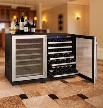 Allavino FlexCount II Tru-Vino 112 Bottle Dual Zone Stainless Steel Wine Fridge 2X-VSWR56-1S20 Wine Coolers 2X-VSWR56-1S20 Wine Coolers Empire