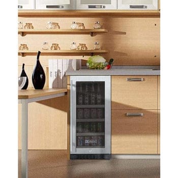 Allavino FlexCount II Tru-Vino 15" Wide Stainless Steel Right Hinge Beverage Fridge VSBC15-SR20 Beverage Centers VSBC15-SR20 Wine Coolers Empire