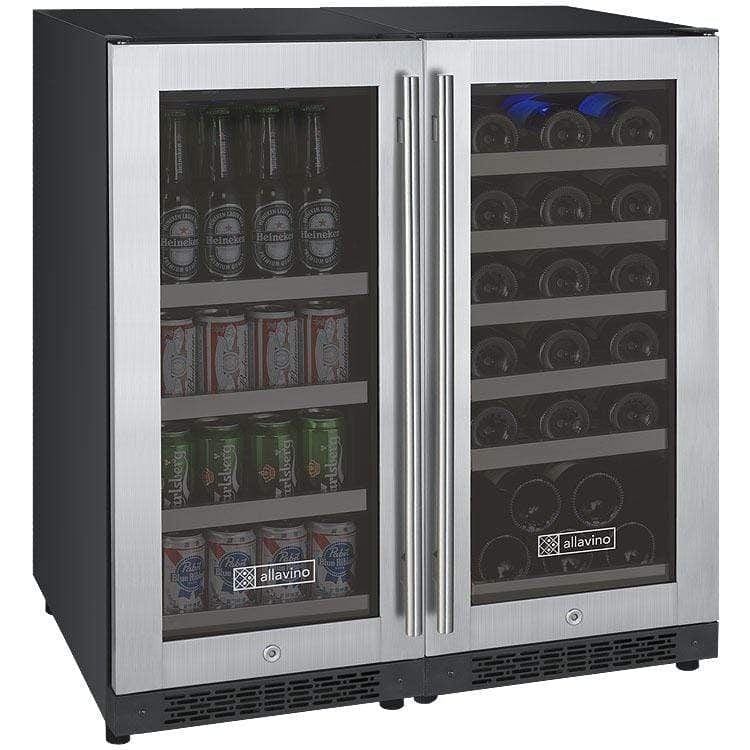 Allavino FlexCount II Tru-Vino 2.3 Amps 30 Bottle/88 Can Dual Zone Beverage/Wine Fridge 3Z-VSWB15-2S20 Wine/Beverage Coolers Combo 3Z-VSWB15-2S20 Wine Coolers Empire