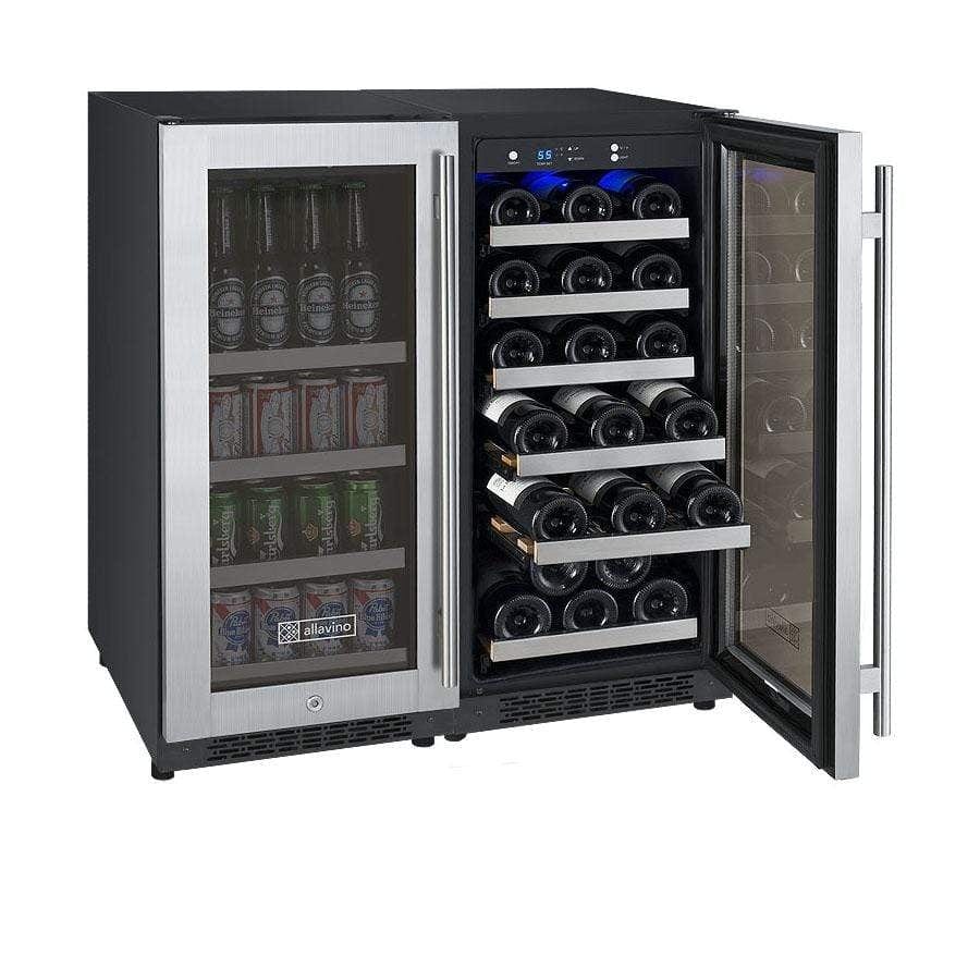 Allavino FlexCount II Tru-Vino 2.3 Amps 30 Bottle/88 Can Dual Zone Beverage/Wine Fridge 3Z-VSWB15-2S20 Wine/Beverage Coolers Combo 3Z-VSWB15-2S20 Wine Coolers Empire