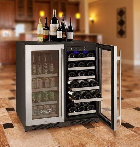 Allavino FlexCount II Tru-Vino 2.3 Amps 30 Bottle/88 Can Dual Zone Beverage/Wine Fridge 3Z-VSWB15-2S20 Wine/Beverage Coolers Combo 3Z-VSWB15-2S20 Wine Coolers Empire