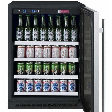 Allavino FlexCount II Tru-Vino 24" Wide Stainless Steel Left Hinge Beverage Fridge VSBC24-SL20 Beverage Centers VSBC24-SL20 Wine Coolers Empire