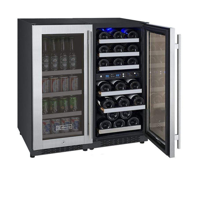 Allavino FlexCount II Tru-Vino 30 Bottle/88 Can Three Zone Stainless Steel Beverage/Wine Fridge 3Z-VSWB15-3S20 Wine/Beverage Coolers Combo 3Z-VSWB15-3S20 Wine Coolers Empire