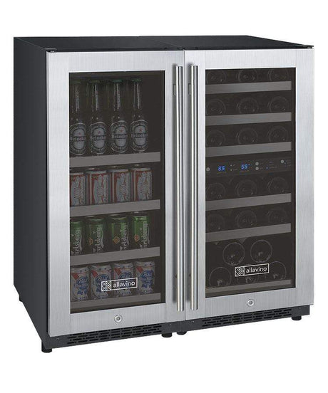 Allavino FlexCount II Tru-Vino 30 Bottle/88 Can Three Zone Stainless Steel Beverage/Wine Fridge 3Z-VSWB15-3S20 Wine/Beverage Coolers Combo 3Z-VSWB15-3S20 Wine Coolers Empire