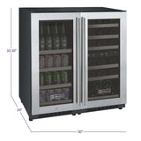 Allavino FlexCount II Tru-Vino 30 Bottle/88 Can Three Zone Stainless Steel Beverage/Wine Fridge 3Z-VSWB15-3S20 Wine/Beverage Coolers Combo 3Z-VSWB15-3S20 Wine Coolers Empire