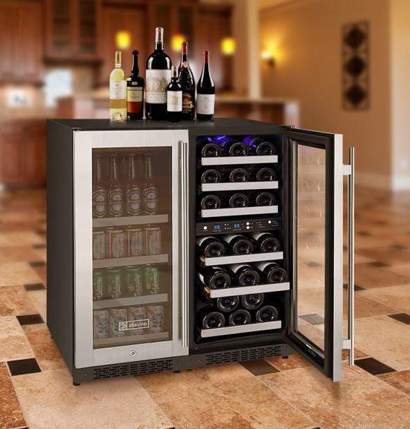 Allavino FlexCount II Tru-Vino 30 Bottle/88 Can Three Zone Stainless Steel Beverage/Wine Fridge 3Z-VSWB15-3S20 Wine/Beverage Coolers Combo 3Z-VSWB15-3S20 Wine Coolers Empire