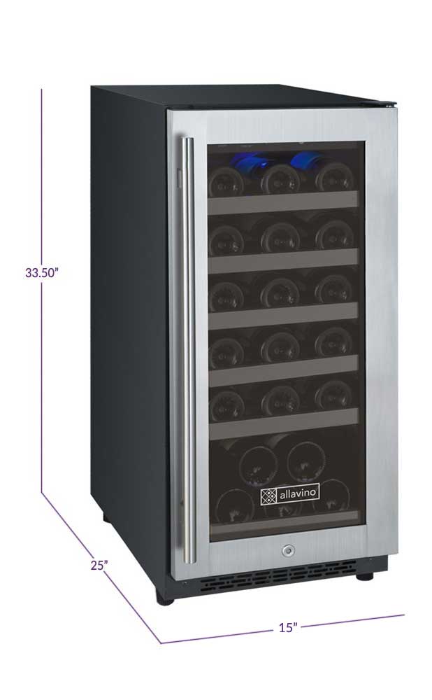 Allavino FlexCount II Tru-Vino 30 Bottle Single Zone Stainless Steel Left Hinge Wine Fridge VSWR30-1SL20 Wine Coolers Wine Coolers Empire