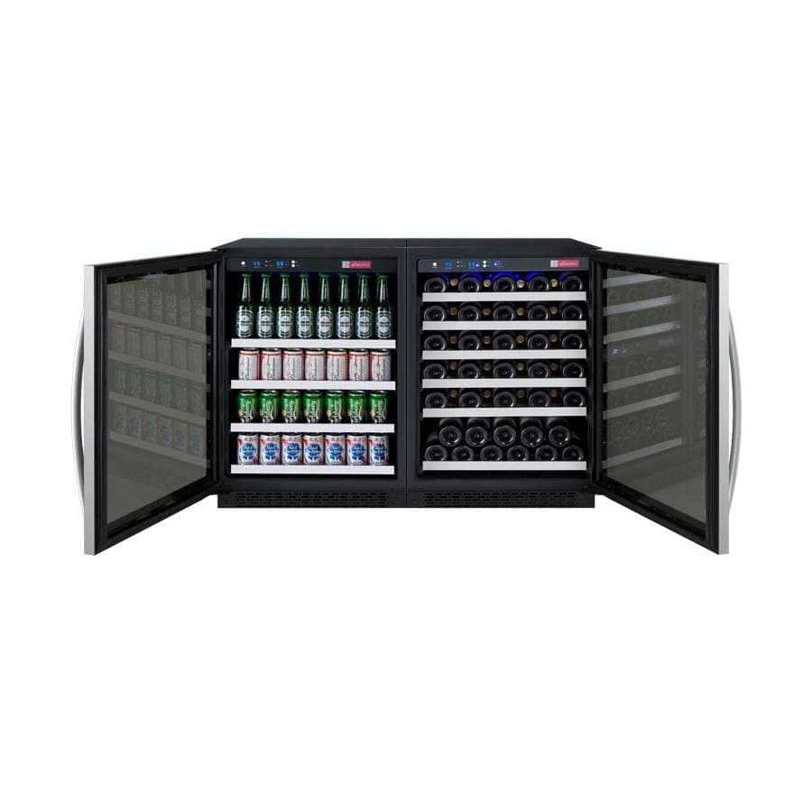 Allavino FlexCount II Tru-Vino 56 Bottle/154 Can Dual Zone Stainless Steel Beverage/Wine Fridge 3Z-VSWB24-2S20 Wine/Beverage Coolers Combo 3Z-VSWB24-2S20 Wine Coolers Empire