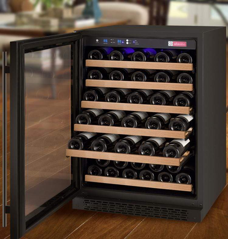 Allavino FlexCount II Tru-Vino 56 Bottle Single Zone Black Left Hinge Wine Fridge VSWR56-1BL20 Wine Coolers VSWR56-1BL20 Wine Coolers Empire