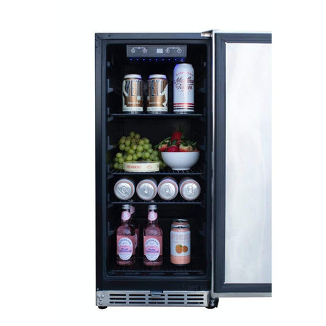 American Made Grills AMG 15" Outdoor Rated Fridge w/Glass Door SSRFR-15G Refrigerators SSRFR-15G Wine Coolers Empire