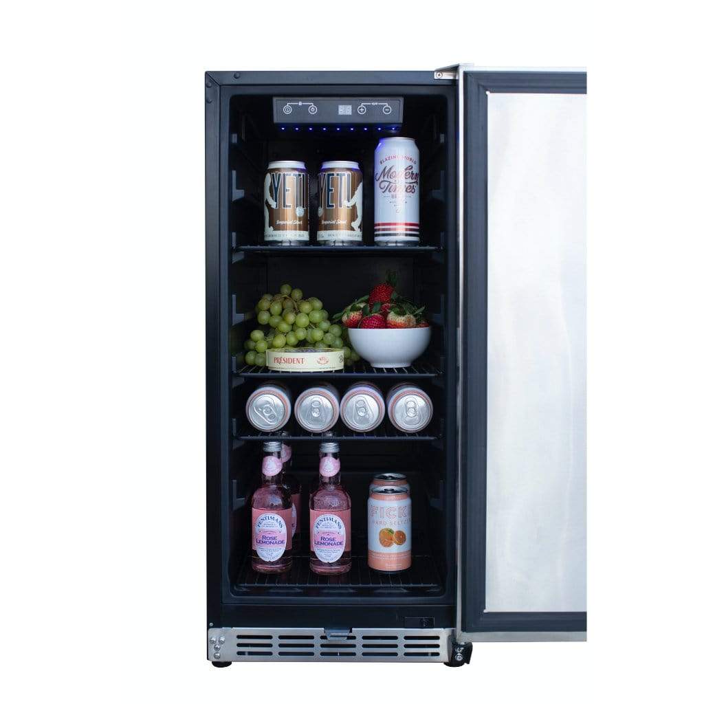 American Made Grills AMG 15" Outdoor Rated Fridge w/Glass Door SSRFR-15G Wine Coolers Empire