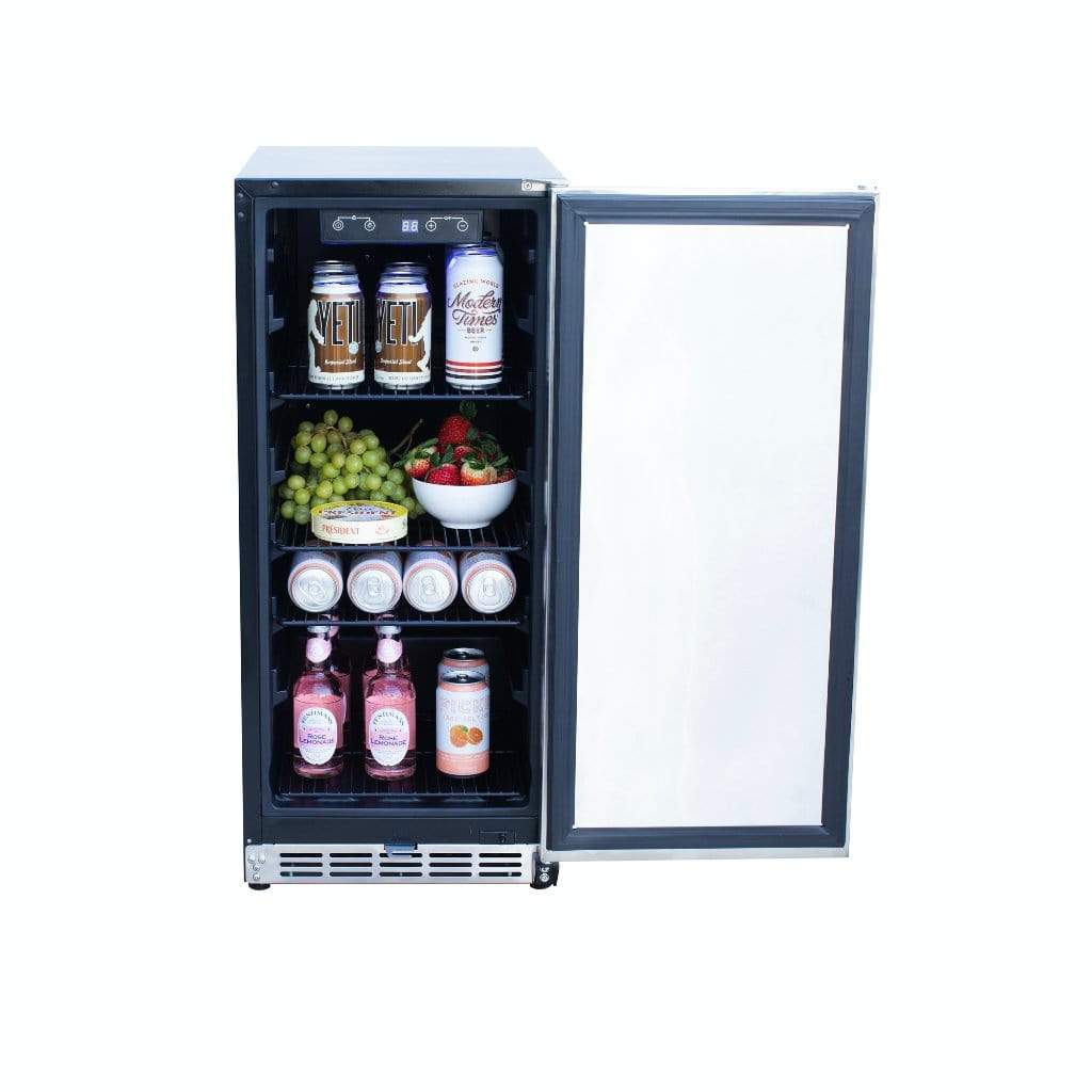 American Made Grills AMG 15" Outdoor Rated Fridge w/Glass Door SSRFR-15G Wine Coolers Empire