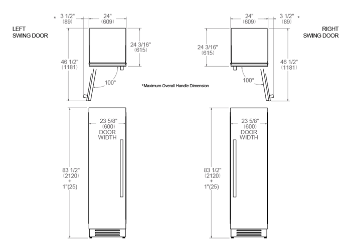 Bertazzoni 24" 13 Cu.Ft. Stainless Steel Built-in Refrigerator Column With Right Swing Door REF24RCPIXR/23 Wine Coolers Empire