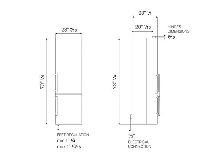 Bertazzoni 24 inch Freestanding Bottom Mount Refrigerator REF24BMFXNV Refrigerators REF24BMFXNV Wine Coolers Empire