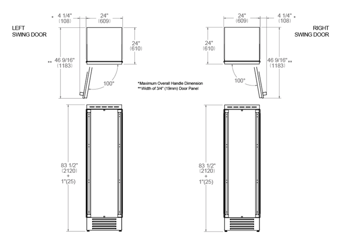 Bertazzoni 24 inch Left Door Built-in Refrigerator REF24RCPRL/23 Refrigerators REF24RCPRL/23 Wine Coolers Empire