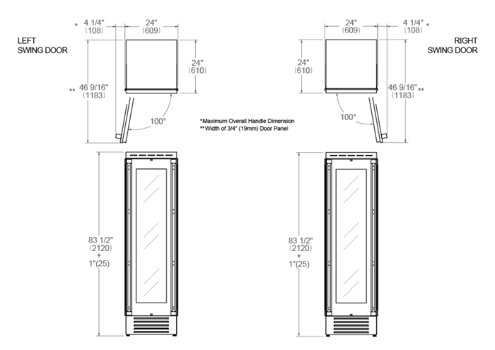 Bertazzoni 24 inch Left Door Built-in Wine Cellar REF24WCPRL/23 Wine Coolers REF24WCPRL/23 Wine Coolers Empire