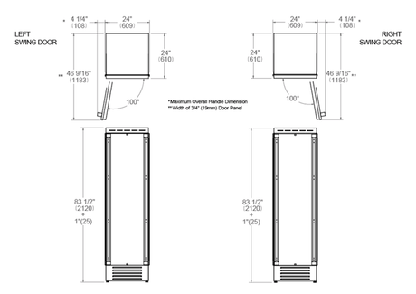 Bertazzoni 24 inch Right Door Built-in Refrigerator REF24RCPRR/23 Refrigerators REF24RCPRR/23 Wine Coolers Empire