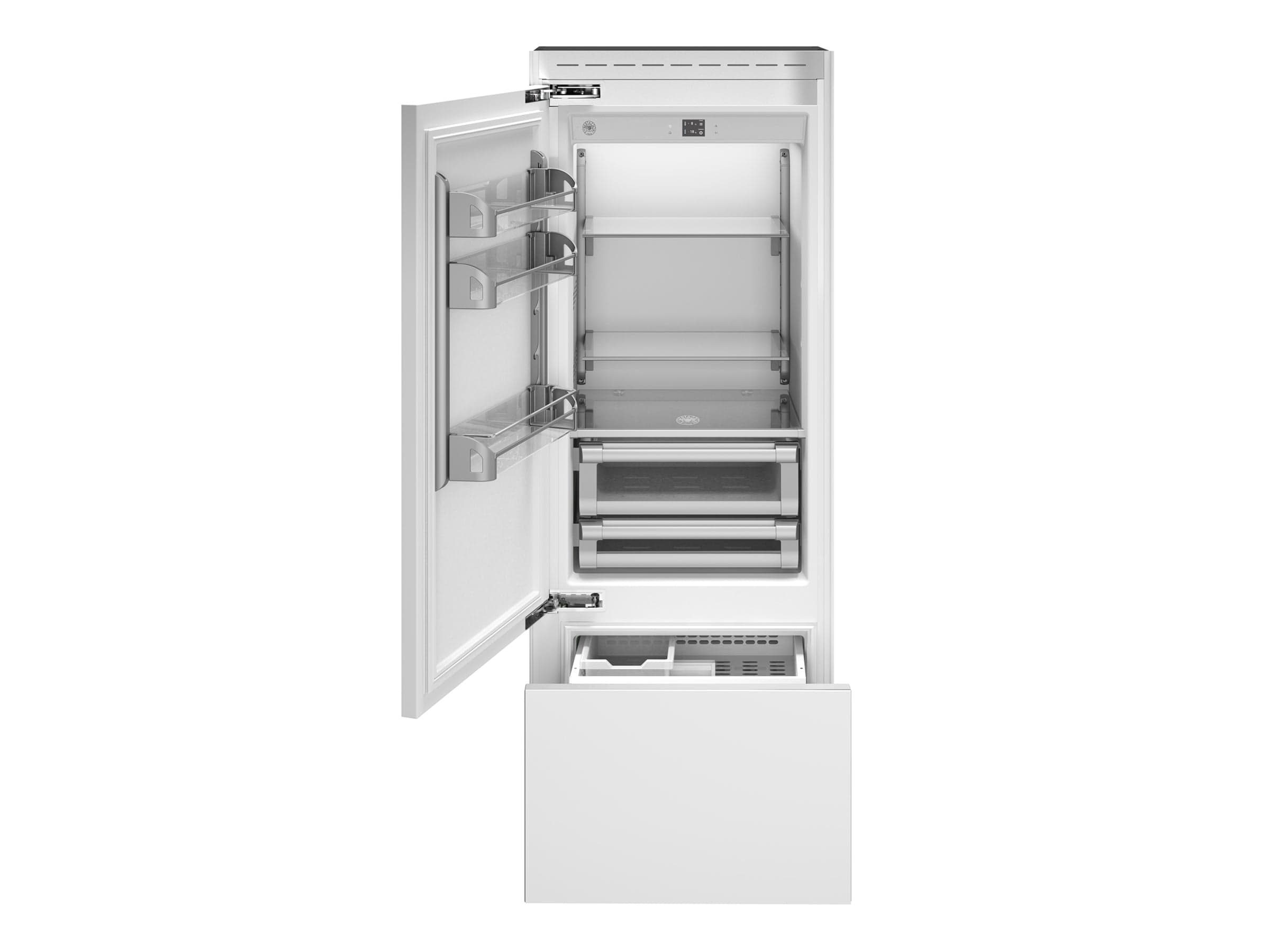 Bertazzoni 30 inch Left Door Built-In Bottom Mount Refrigerator With Ice Maker REF30BMBIPLT Refrigerators REF30BMBIPLT Wine Coolers Empire