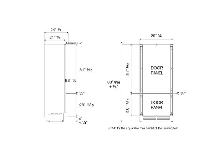 Bertazzoni 30 inch Reversible Door Built-In Bottom Mount Refrigerator REF30BMBZPNV Refrigerators REF30BMBZPNV Wine Coolers Empire