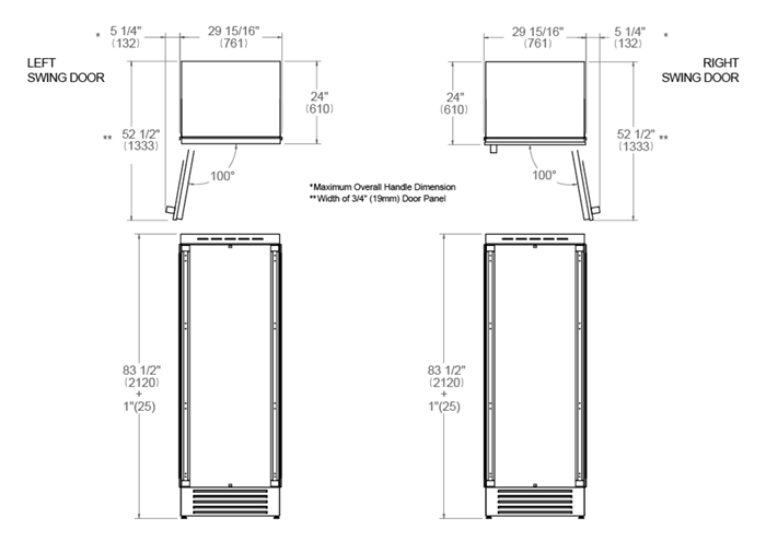 Bertazzoni 30 inch Right Door Panel Ready Built-in Freezer REF30FCIPRR/23 Freezers REF30FCIPRR/23 Wine Coolers Empire