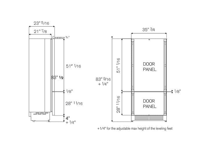 Bertazzoni 36 inch Reversible Door Built-In Bottom Mount Refrigerator