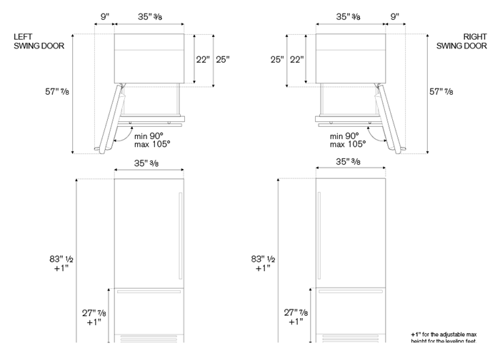 Bertazzoni 36 inch Right Door Stainless Steel Built-In Bottom Mount Refrigerator REF36BMBIXRT Refrigerators REF36BMBIXRT Wine Coolers Empire