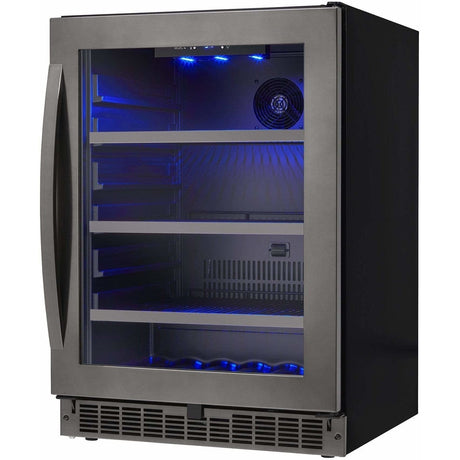 Danby Silhouette Select Prague 24" Single Zone Built-In Black Stainless Steel Beverage Fridge SSBC056D2B-S Beverage Centers SSBC056D2B-S Wine Coolers Empire
