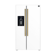 Forno Espresso Salerno 36" 20 Cu. Ft. Side-By-Side Refrigerator with Water and Ice Dispenser in White with Antique Brass and Stainless Handles Refrigerators FFRBI1844-36WHT Wine Coolers Empire