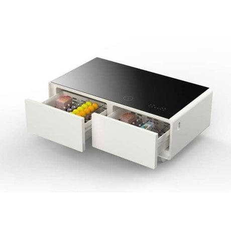 Forno Evoluto 51" White Smart Coffee Table Dual Refrigerator Drawers FCTFR7006-51WHT Refrigerators FCTFR7006-51WHT Wine Coolers Empire