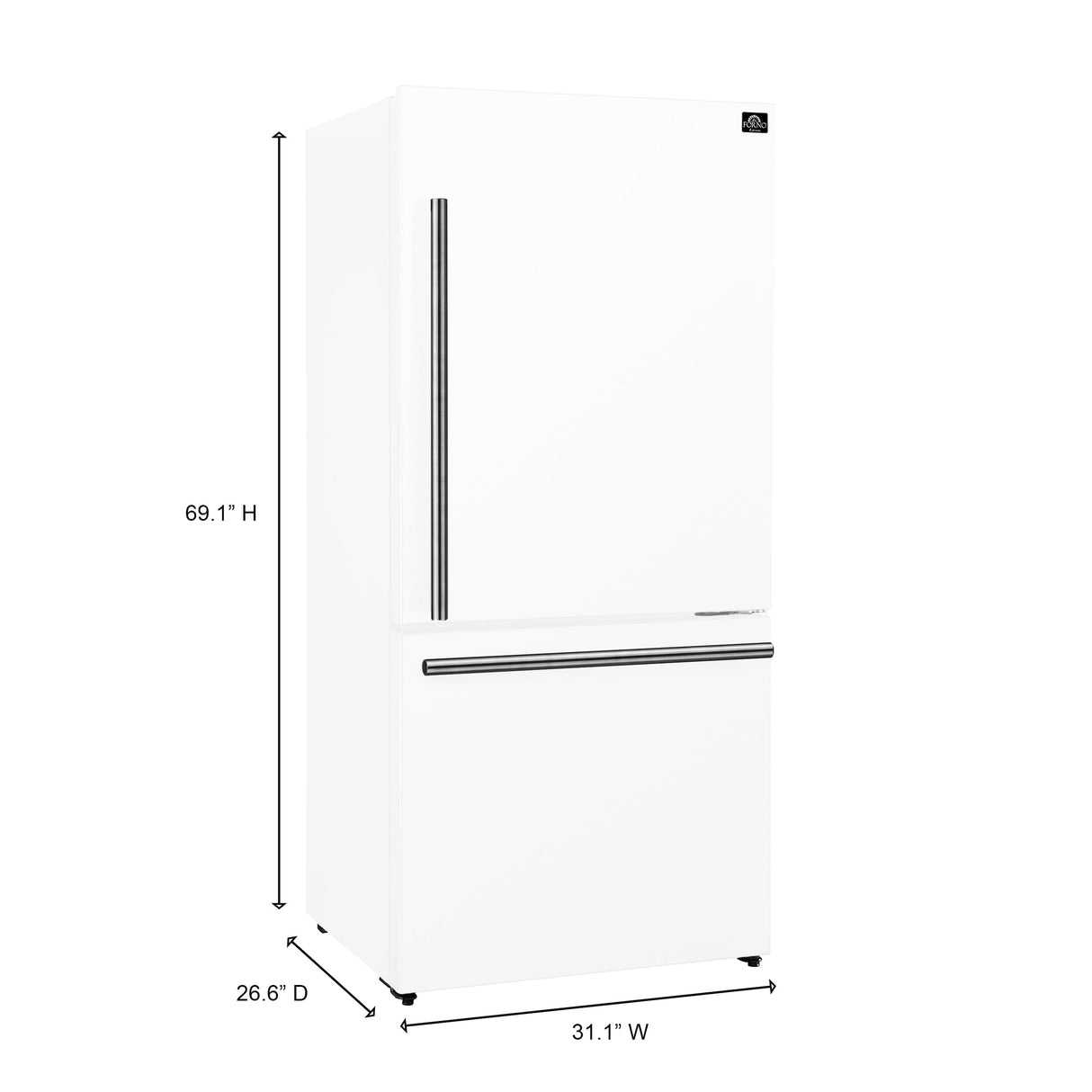 Forno Milano 17.2 Cu. Ft. Right Hinge Refrigerator Bottom Freezer FFFFD1785-31WHT Refrigerators FFFFD1785-31WHT Wine Coolers Empire