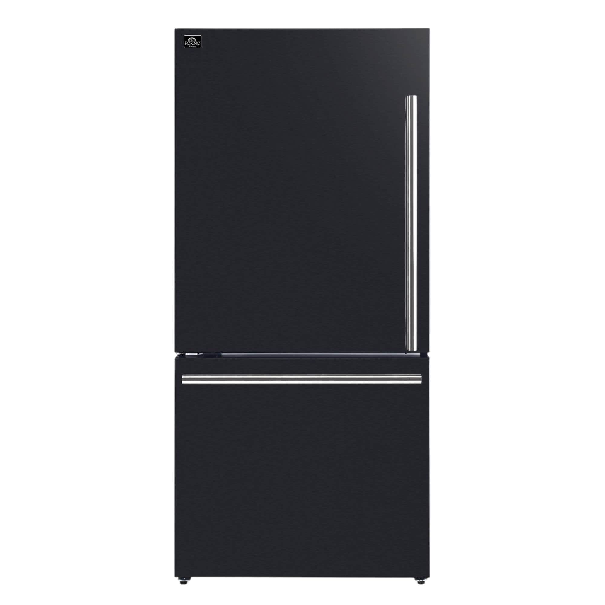 Forno Milano Espresso 31" Black 17.2 Cu.Ft W/ Ice Maker Bottom Freezer Refrigerator FFFFD1786-31BLK Refrigerators FFFFD1786-31BLK Wine Coolers Empire