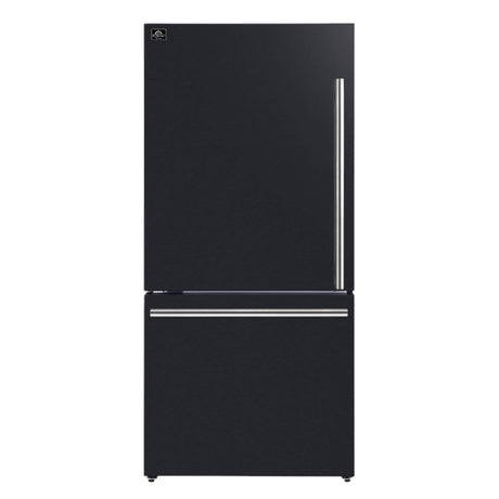 Forno Milano Espresso 31" Black 17.2 Cu.Ft W/ Ice Maker Bottom Freezer Refrigerator FFFFD1786-31BLK Refrigerators FFFFD1786-31BLK Wine Coolers Empire