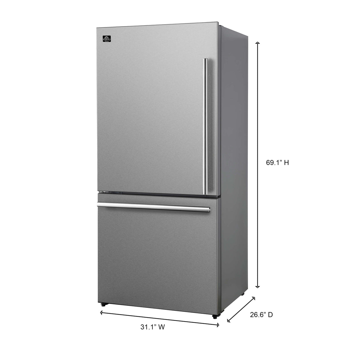 Forno Milano Espresso 31" Stainless 17.2 Cu.Ft W/ Ice Maker Bottom Freezer Refrigerator FFFFD1786-31S Refrigerators FFFFD1786-31S Wine Coolers Empire