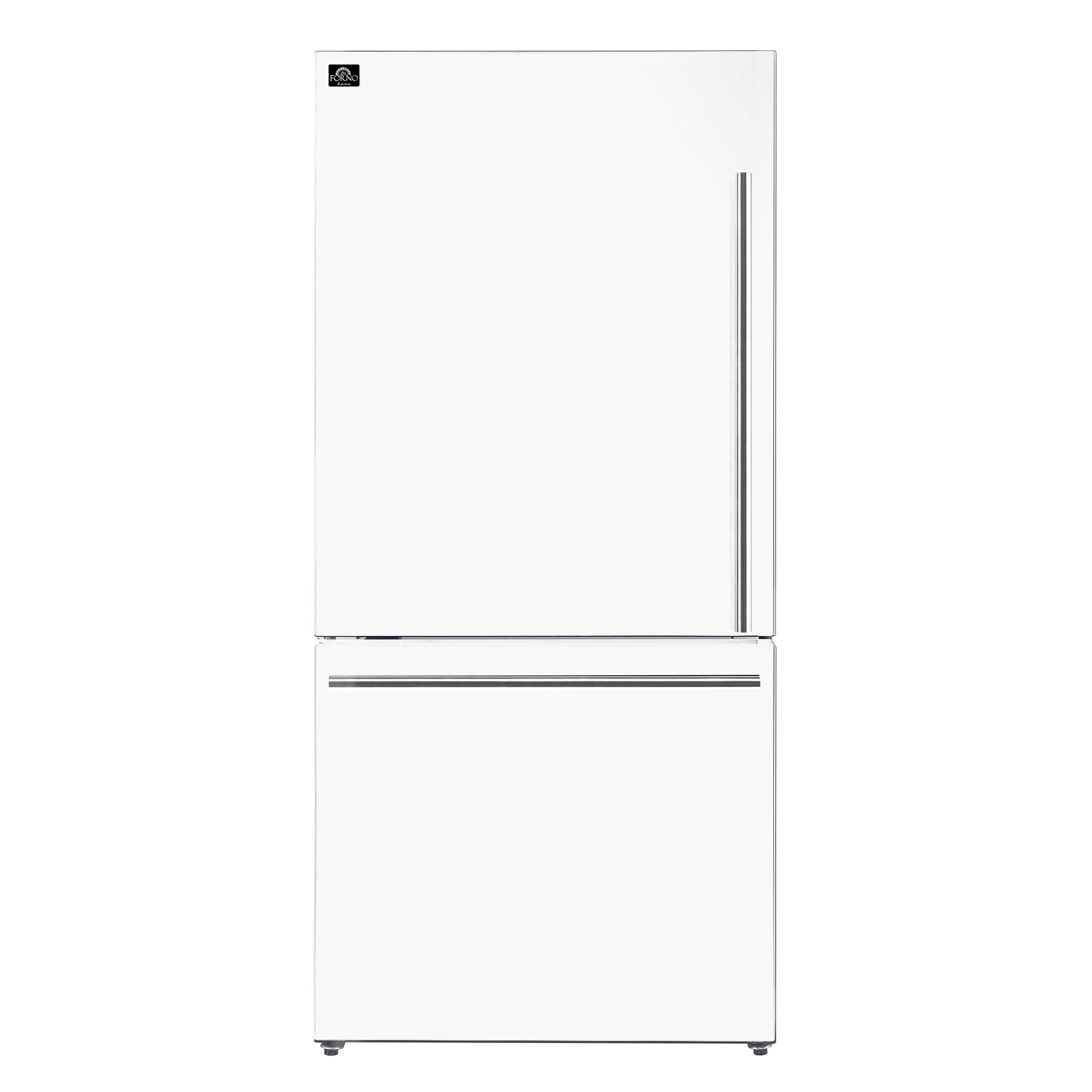 Forno Milano Espresso 31" White 17.2 Cu.Ft W/ Ice Maker Bottom Freezer Refrigerator FFFFD1786-31WHT Wine Coolers Empire