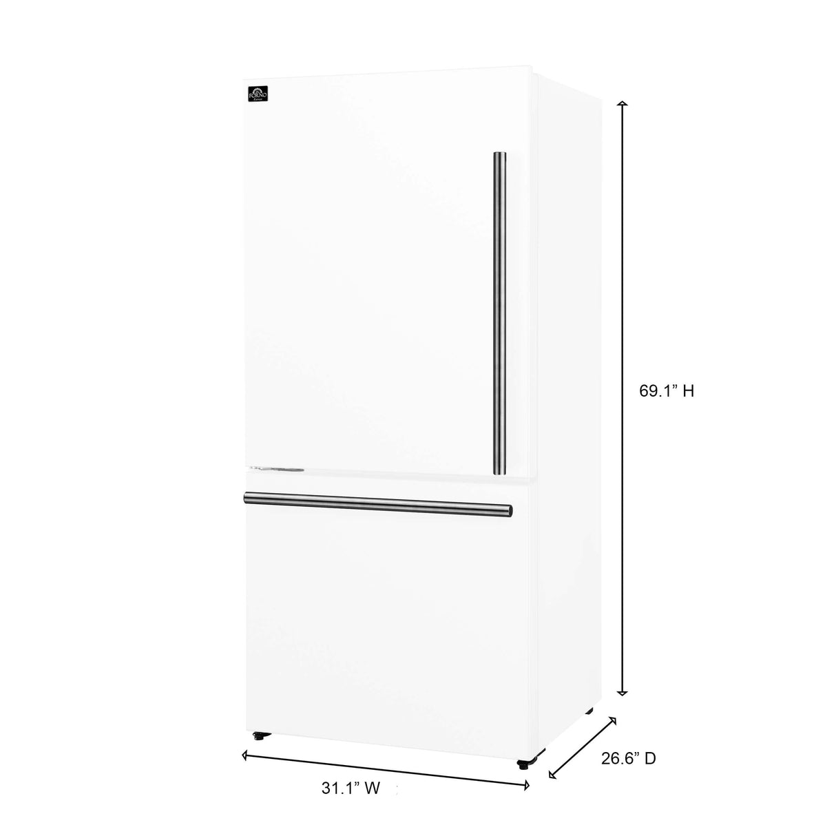 Forno Milano Espresso 31" White 17.2 Cu.Ft W/ Ice Maker Bottom Freezer Refrigerator FFFFD1786-31WHT Refrigerators FFFFD1786-31WHT Wine Coolers Empire