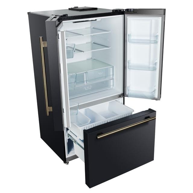 Forno Rivello 36 Inch French Door Black Refrigerator FFFFD1783-36BLK Refrigerators FFFFD1783-36BLK Wine Coolers Empire