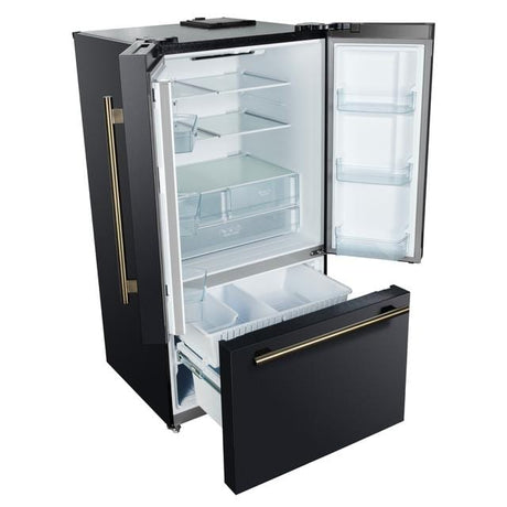 Forno Rivello 36 Inch French Door Black Refrigerator FFFFD1783-36BLK Refrigerators FFFFD1783-36BLK Wine Coolers Empire