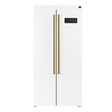 Forno Salerno Espresso 33" 15.6 cu. ft. Refrigerator in White with Antique Brass Handles, FFRBI1805-33WHT Refrigerators FFRBI1805-33WHT Wine Coolers Empire