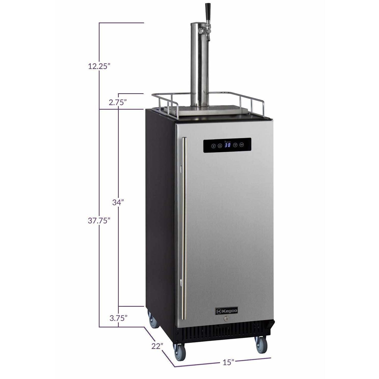 Kegco 15" Wide Cold Brew Coffee Single Tap Stainless Steel Kegerator ICS15BSR Coffee Dispensers ICS15BSRNK Wine Coolers Empire